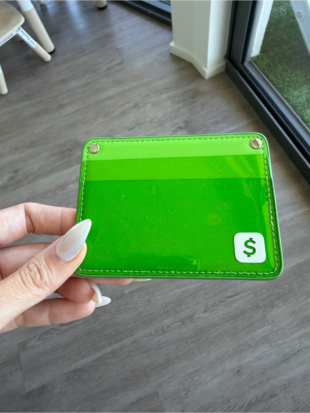 Square fluo Green Card Wallet Holder -new